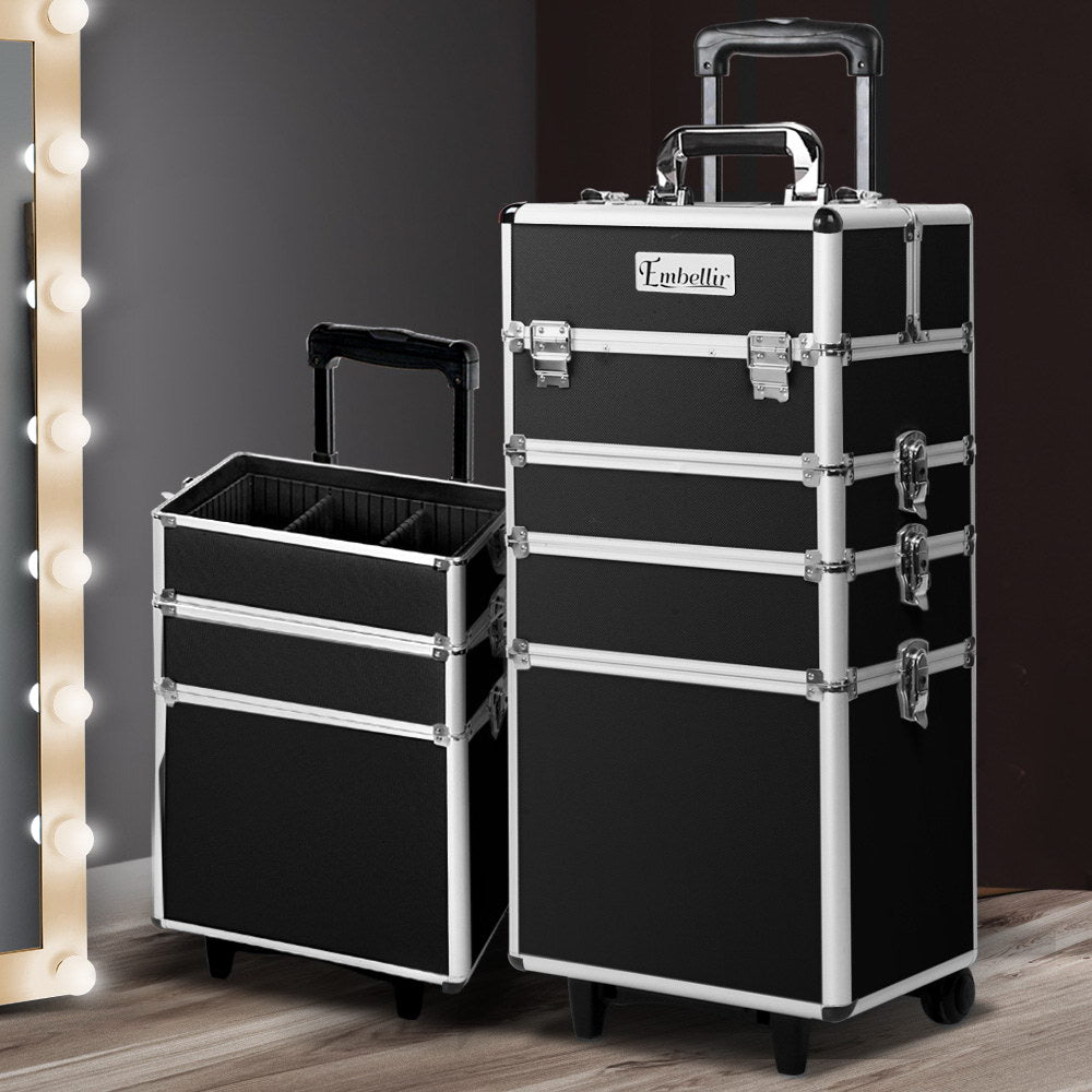 NNEDSZ 7 in 1 Portable Cosmetic Beauty Makeup Trolley - Black