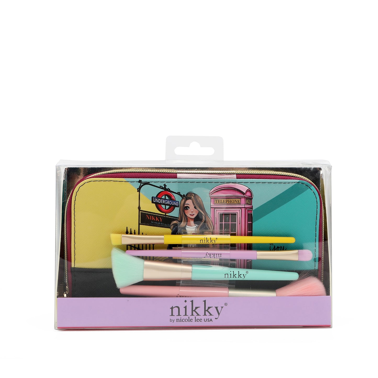 SET DE PINCELES DE MAQUILLAJE CON ESTUCHE NIKKY