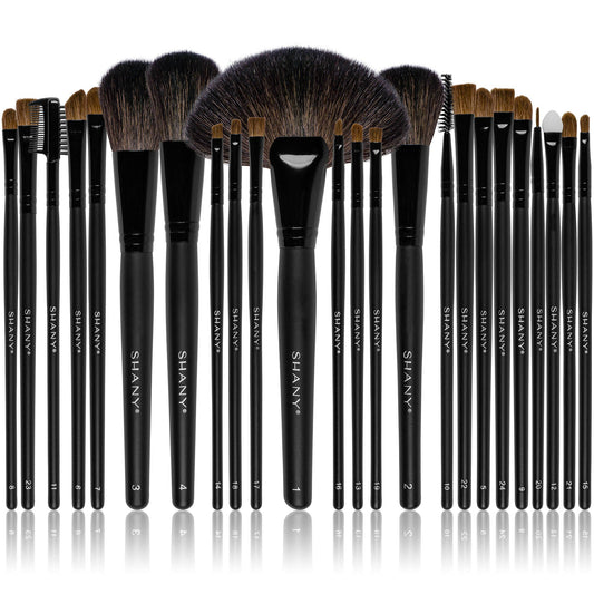 SHANY Makeup Brush Set Studio Quality Total Pro Make up Brush Kit with Leather Pouch- Foundation, Powder, Eyeshadow, Concealer, Liner and more.   24 Count - SHOP  - BRUSH SETS - ITEM# SH0024-BR